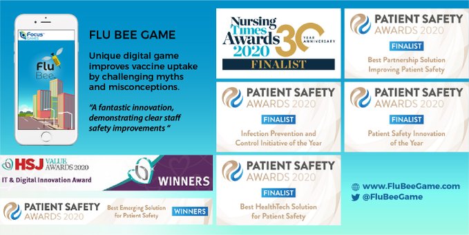 Flu Bee Game wins Best Emerging Solution For Patient Safety at 2020 Patient Safety Awards