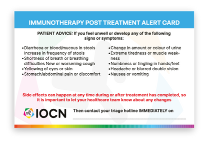 Immunotherapy Post Treatment Alert Card