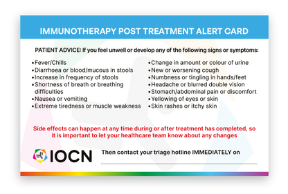 Immunotherapy Post Treatment Alert Card