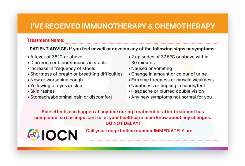 Received Immunotherapy & Chemotherapy Card
